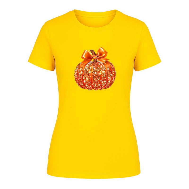 Playera Calabaza Brillante Con Lazo Halloween Fiesta De Dama