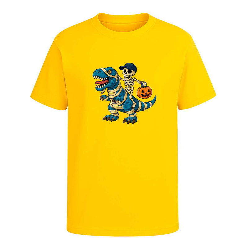 Playera Dinosaurio Momia Con Esqueleto Halloween Unisex
