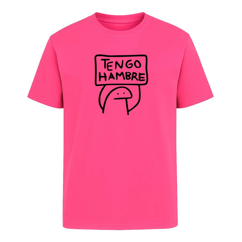 Playera KreaLab con frase divertida "Tengo Hambre Meme" para hombre y mujer, estilo unisex, camiseta con mensaje cómico.