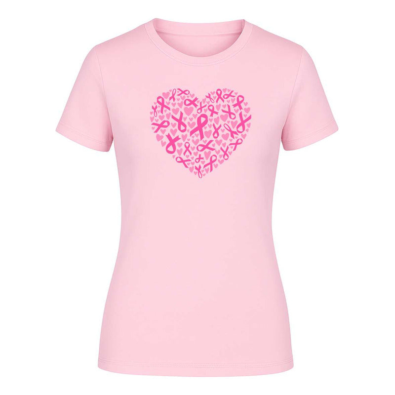 Playera Corazón Listón Rosa Cáncer De Mama De Dama