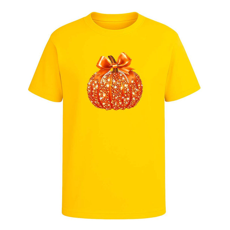 Playera Calabaza Brillante Lazo Halloween Fiesta Infantil