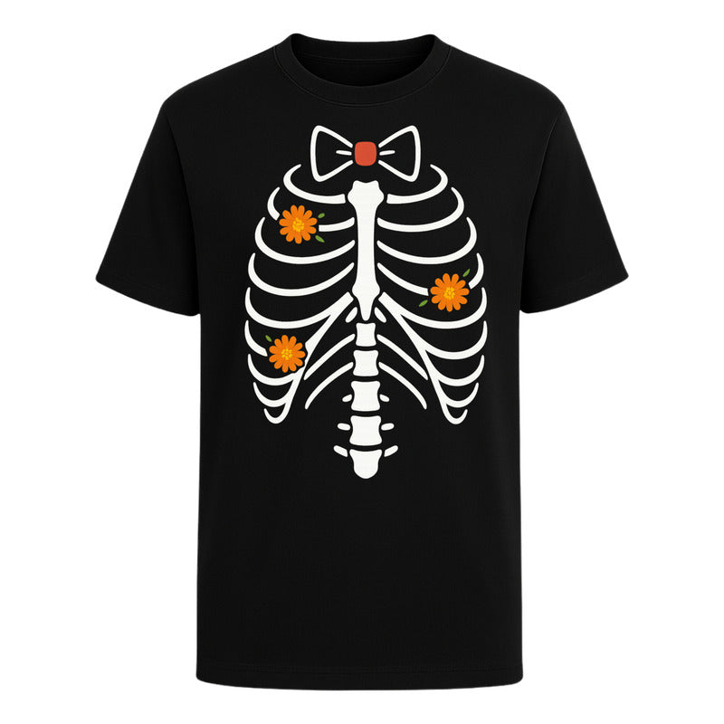 Playera unisex de esqueleto mariachi de KreaLab, diseño para Día de Muertos y Halloween, con estampado de calavera y colores vivos.