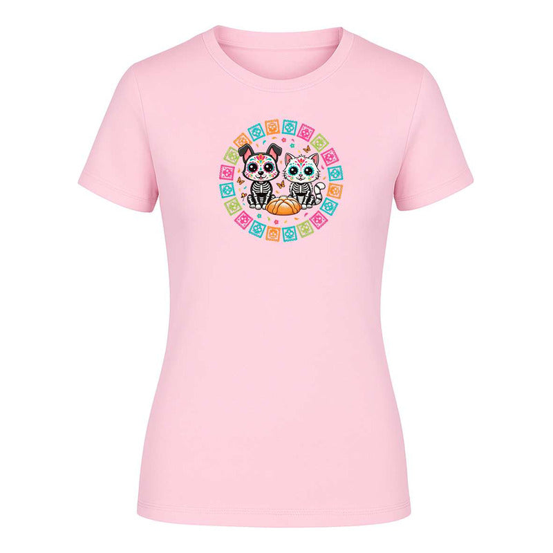 Playera "Gato y Perro Calavera" Día de Muertos - Dama