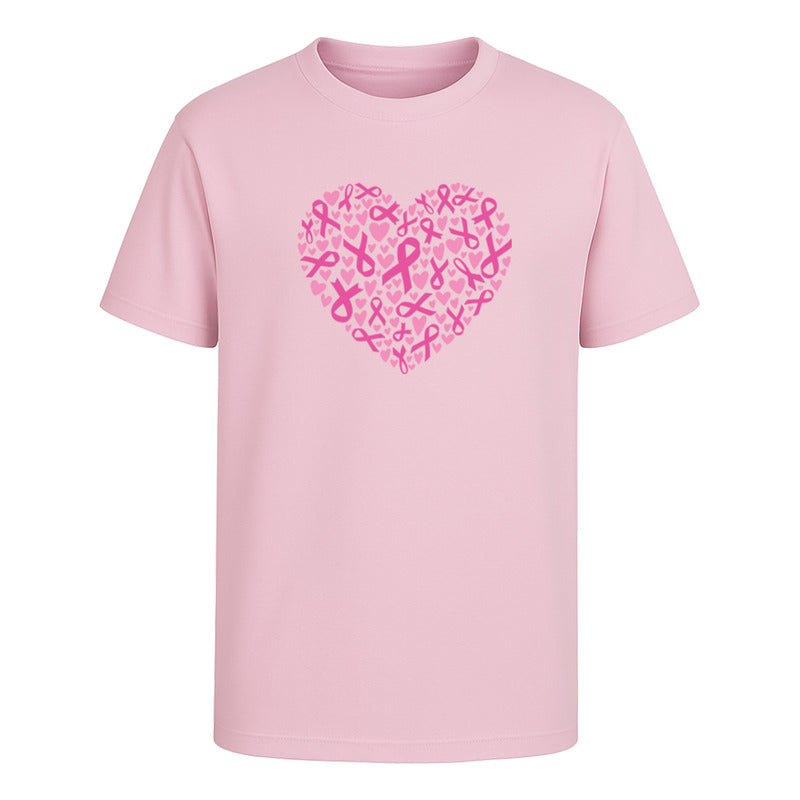 Playera Corazón Listón Rosa Cáncer De Mama Infantil