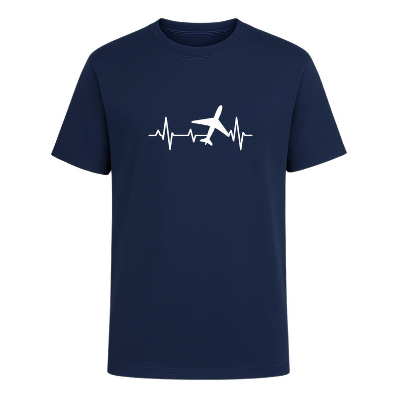Playera unisex KreaLab con diseño de avión y corazón, ideal para amantes de los viajes, estilo casual y cómodo.