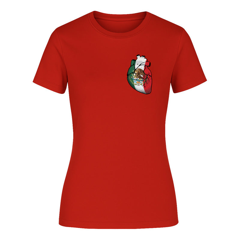 Playera "Corazón Mexicano" Bandera Tricolor - Dama