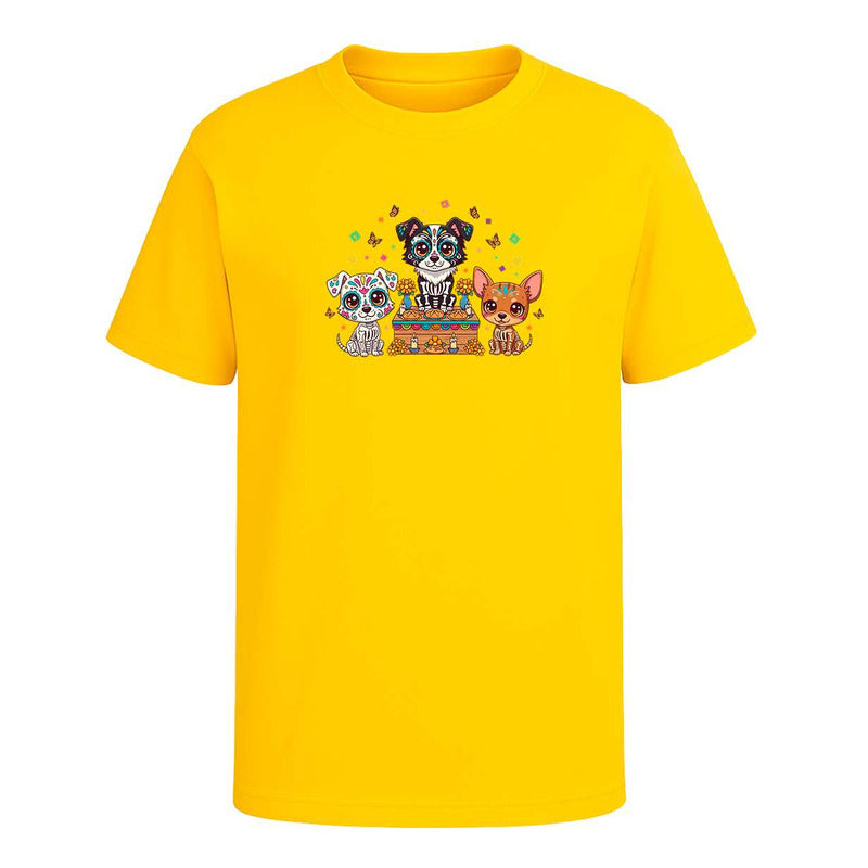 Playera Perros Calavera En Ofrenda Día De Muertos Infantil