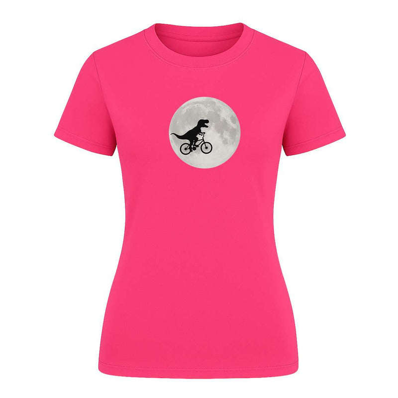 Playera "Dinosaurio en Bici" Frente a la Luna - Dama