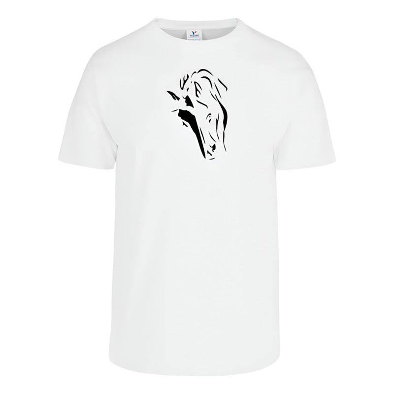 Playera para hombre de KreaLab con diseño de caballo, tela de calidad y estilo casual en color neutro.