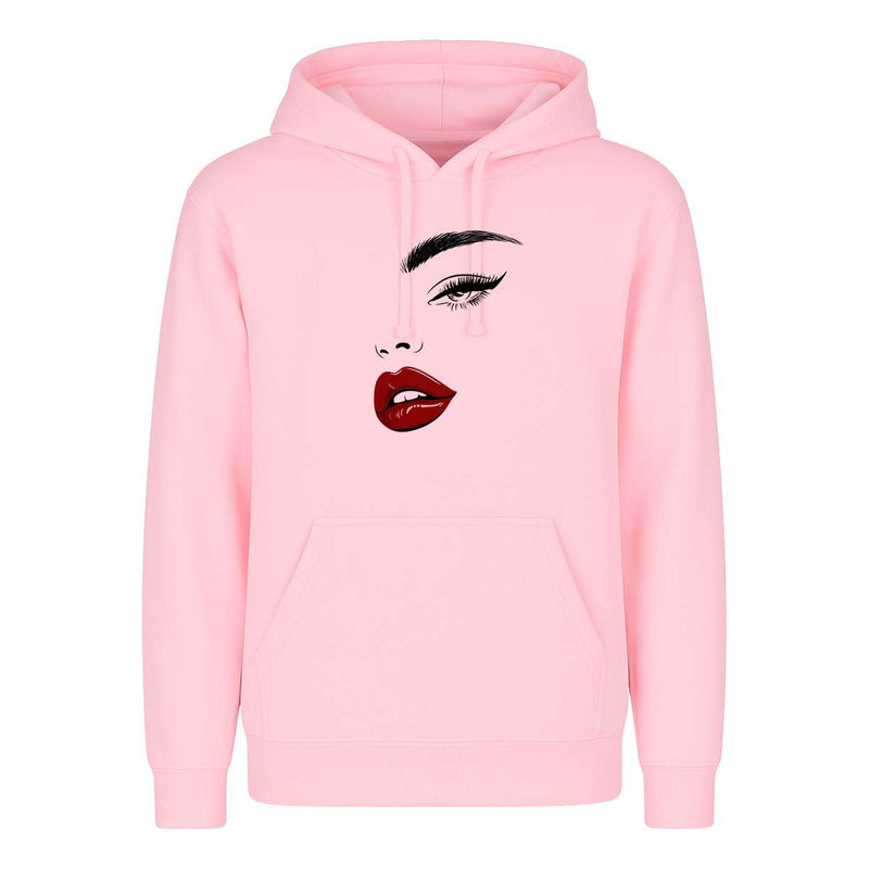 Sudadera Rostro Minimal Labios Rojos Glam Makeup Unisex