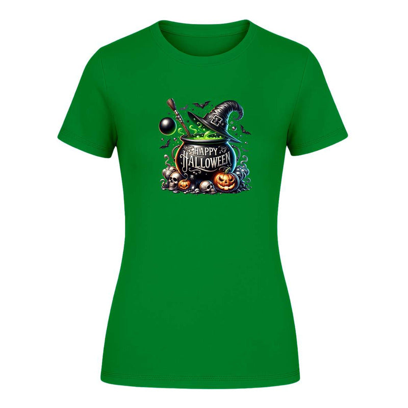 Playera Happy Halloween Caldero Bruja Calabaza De Dama