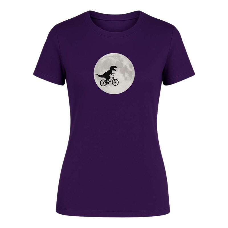 Playera "Dinosaurio en Bici" Frente a la Luna - Dama