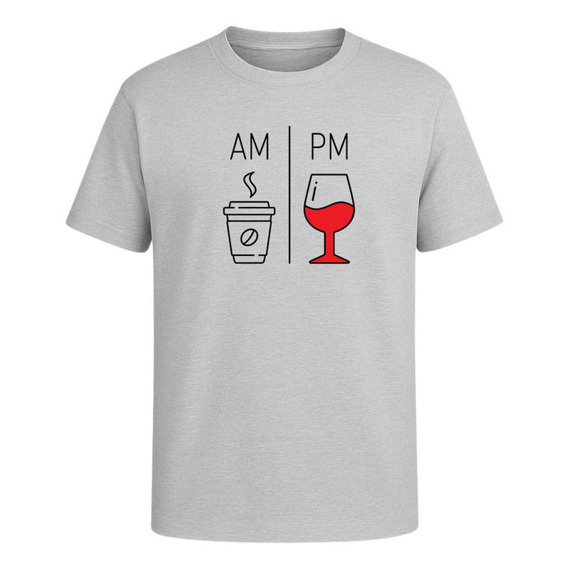 Playera Am Pm Café Y Vino Broma Humor Meme Regalo Infantil
