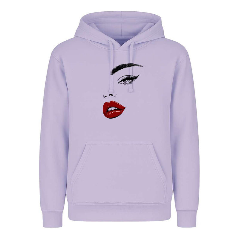 Sudadera Rostro Minimal Labios Rojos Glam Makeup Unisex
