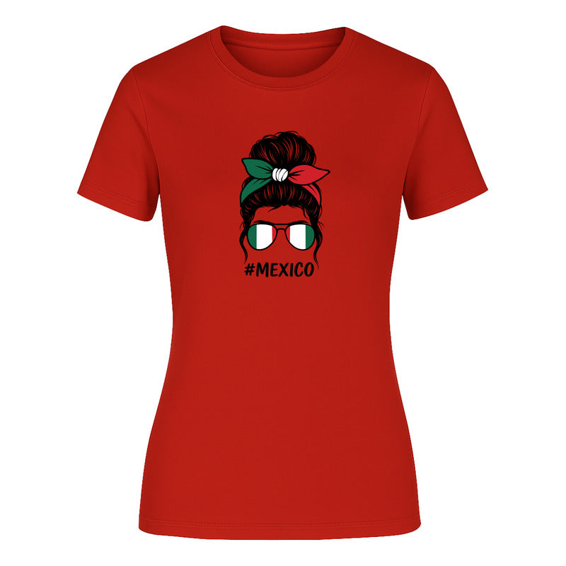 Playera "México Moño Tricolor y Lentes" - Dama