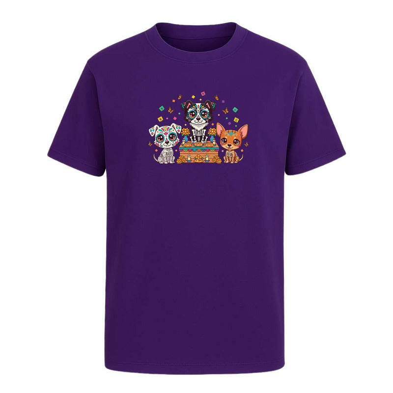 Playera Perros Calavera En Ofrenda Día De Muertos Infantil