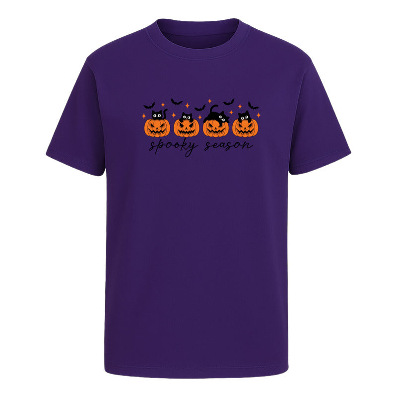 Playera Spooky Season Infantil Halloween Con Calabazas Gatos