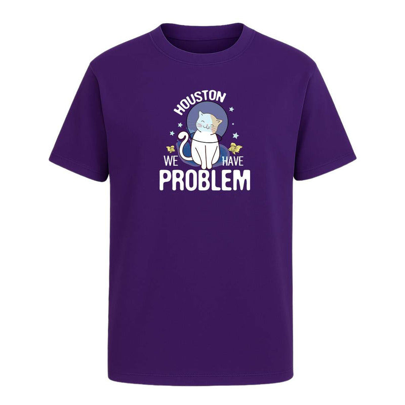 Playera Houston We Have Problem Gato Meme Divertida Unisex