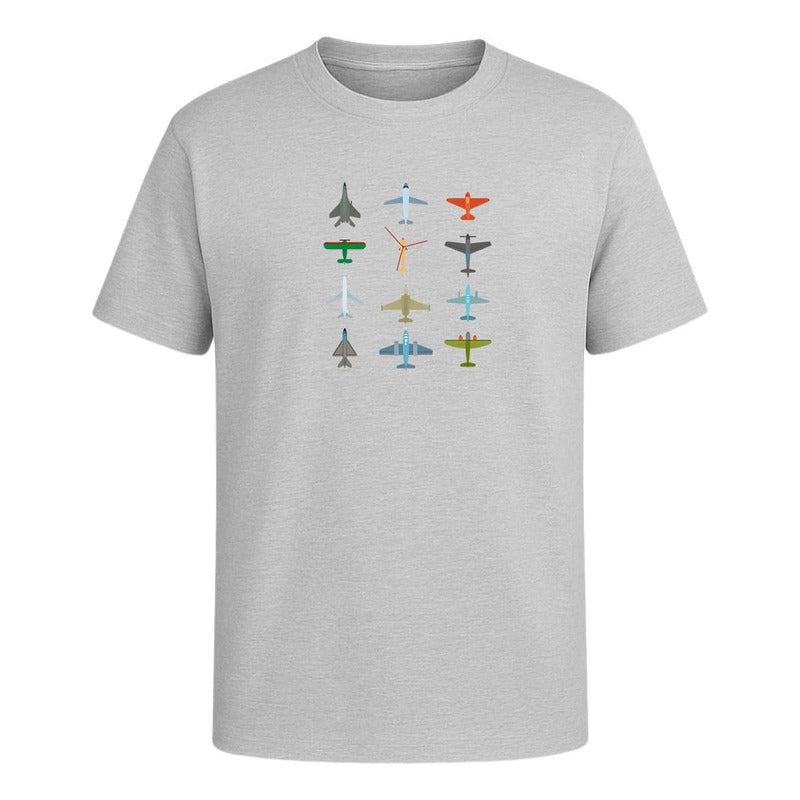 Playera infantil KreaLab con diseño de aviones y pilotos, ideal para fans y coleccionistas, ropa para niños con temática de aviones.