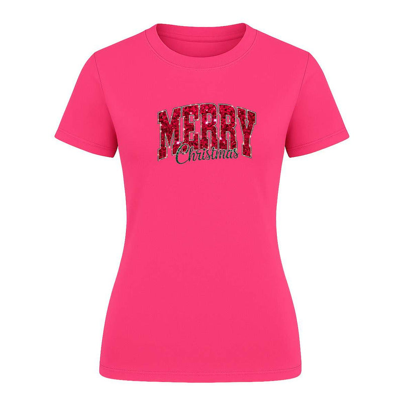 Playera Merry Christmas Navideña Cute Moda Chic De Dama