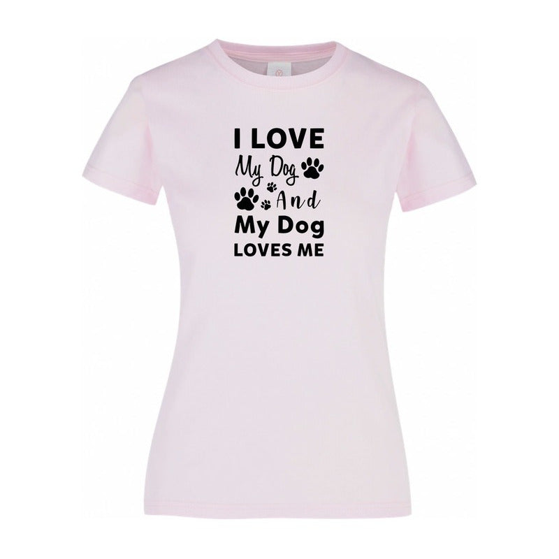 Playera para dama KreaLab "I Love My Dog" con diseño de perro, ropa moderna y cómoda para amantes de perros.