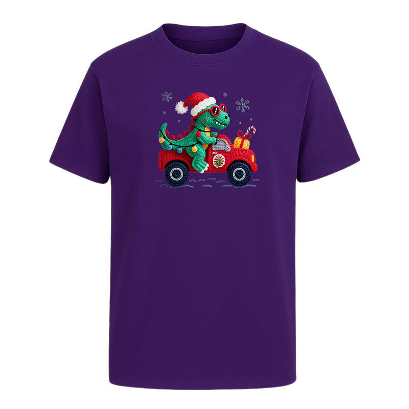 Playera Dinosaurio Navideño Efecto Bordado Regalo Infantil