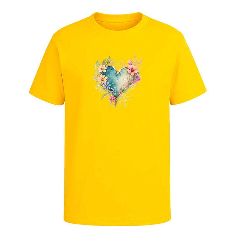Playera "Corazón Floral" Acuarela - Infantil