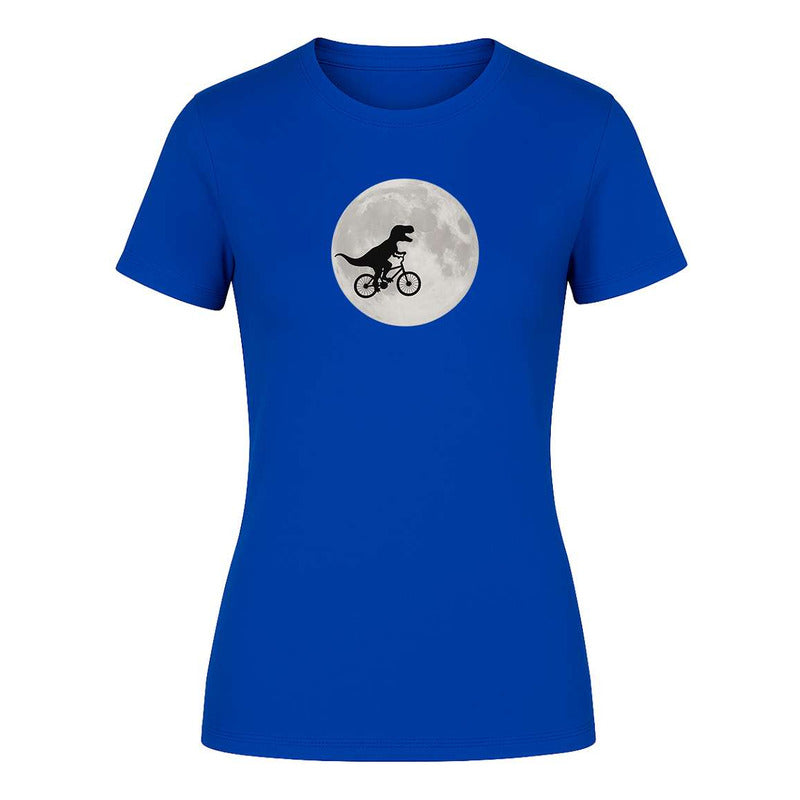 Playera "Dinosaurio en Bici" Frente a la Luna - Dama