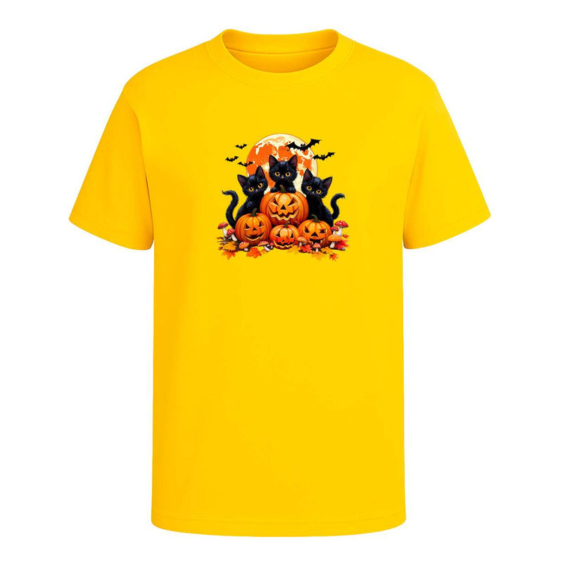 Playera Gatos Con Calabazas Halloween Tierno Fiesta Infantil