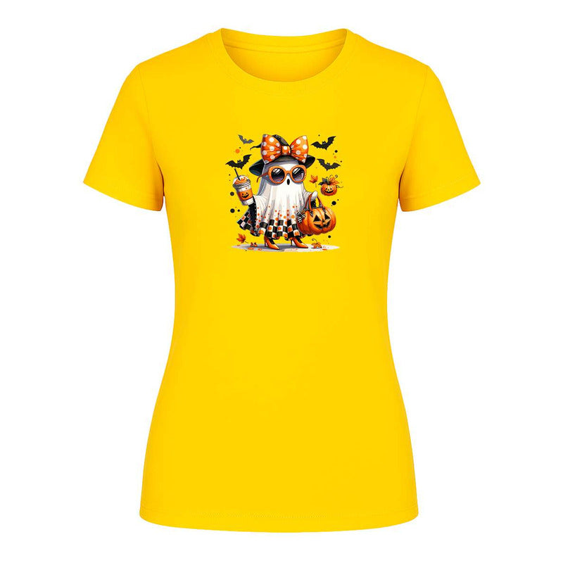 Playera Fantasma Cute Con Gafas Café Halloween De Dama