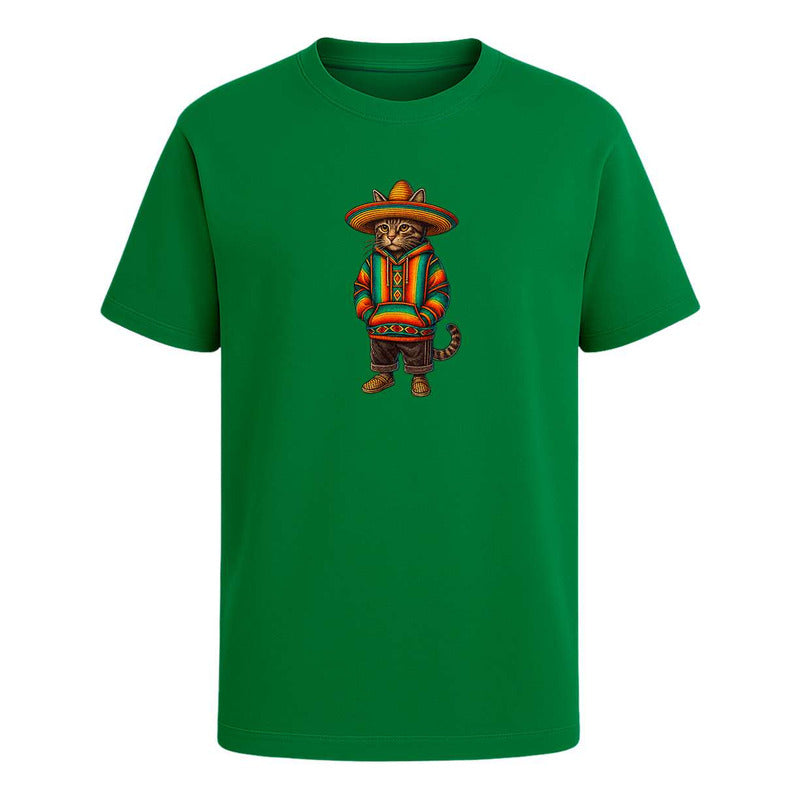 Playera Gato Con Sombrero Mexicano Poncho Divertida Unisex
