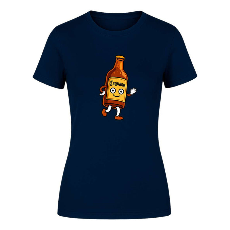 Playera KreaLab con diseño de caguama, botella, bailando y fiesta, ideal para memes y bromas, para dama.