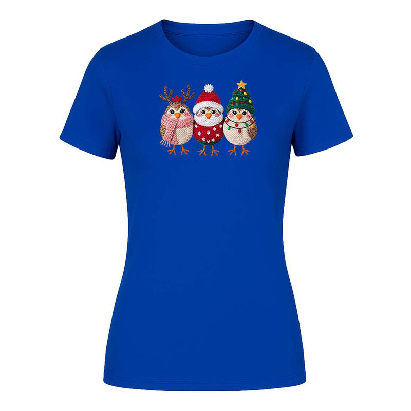 Playera Pajaritos Navideños Reno Santa Árbol Regalo De Dama