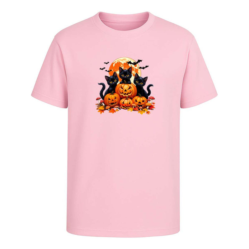 Playera Gatos Con Calabazas Halloween Tierno Fiesta Unisex