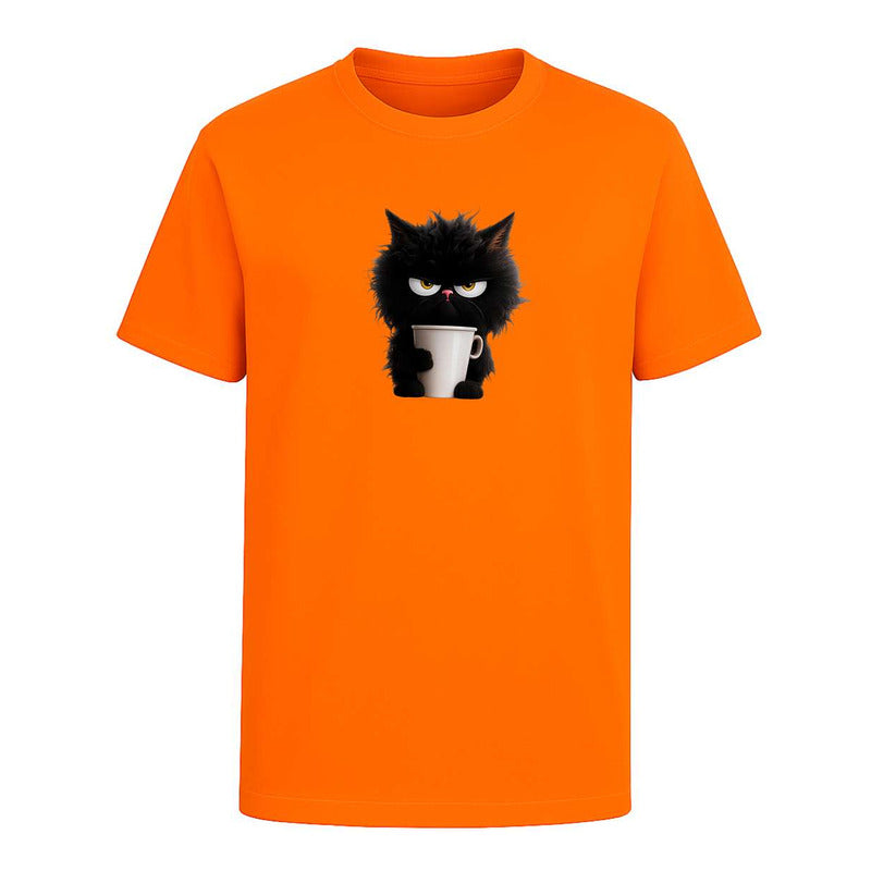 Playera "Gato Enojado Con Café" - Hombre