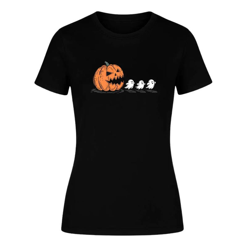 Playera "Halloween Pacman" Calabaza y Fantasmas - Dama