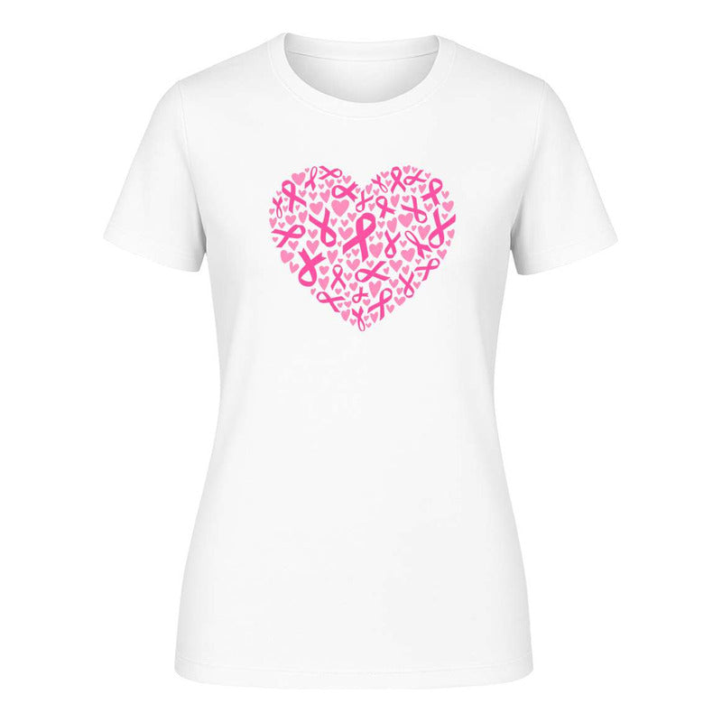 Playera Corazón Listón Rosa Cáncer De Mama De Dama