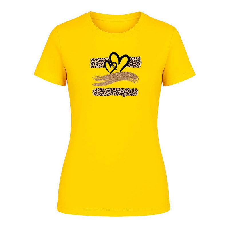 Playera "Corazones Animal Print" Leopardo - Dama