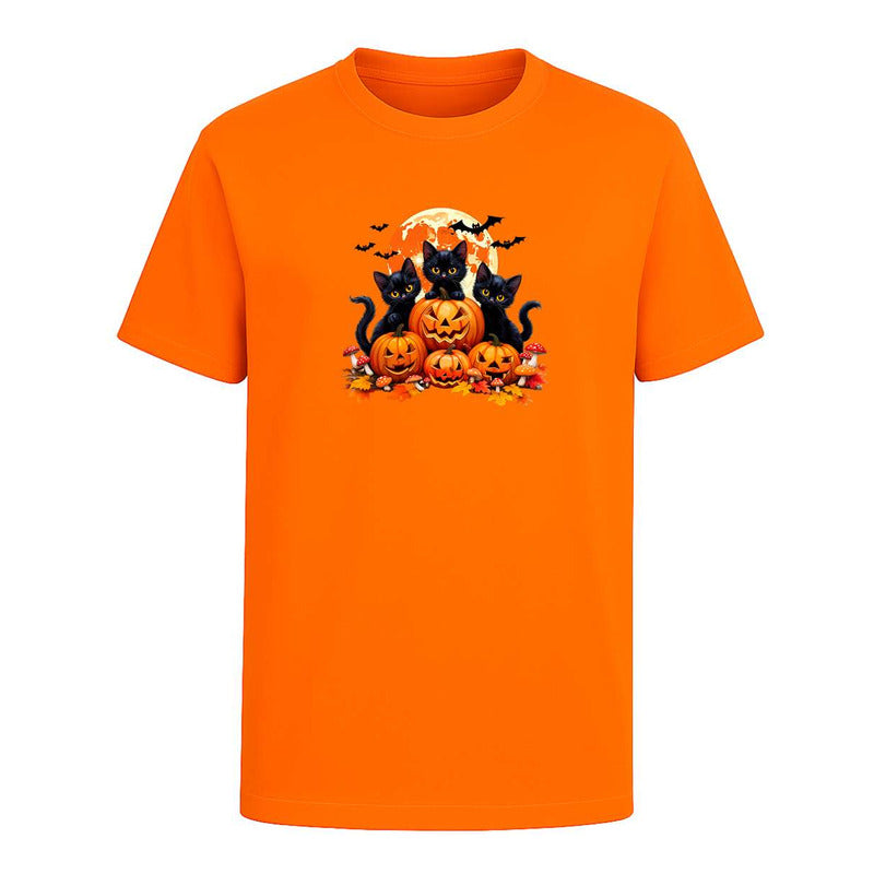 Playera Gatos Con Calabazas Halloween Tierno Fiesta Unisex