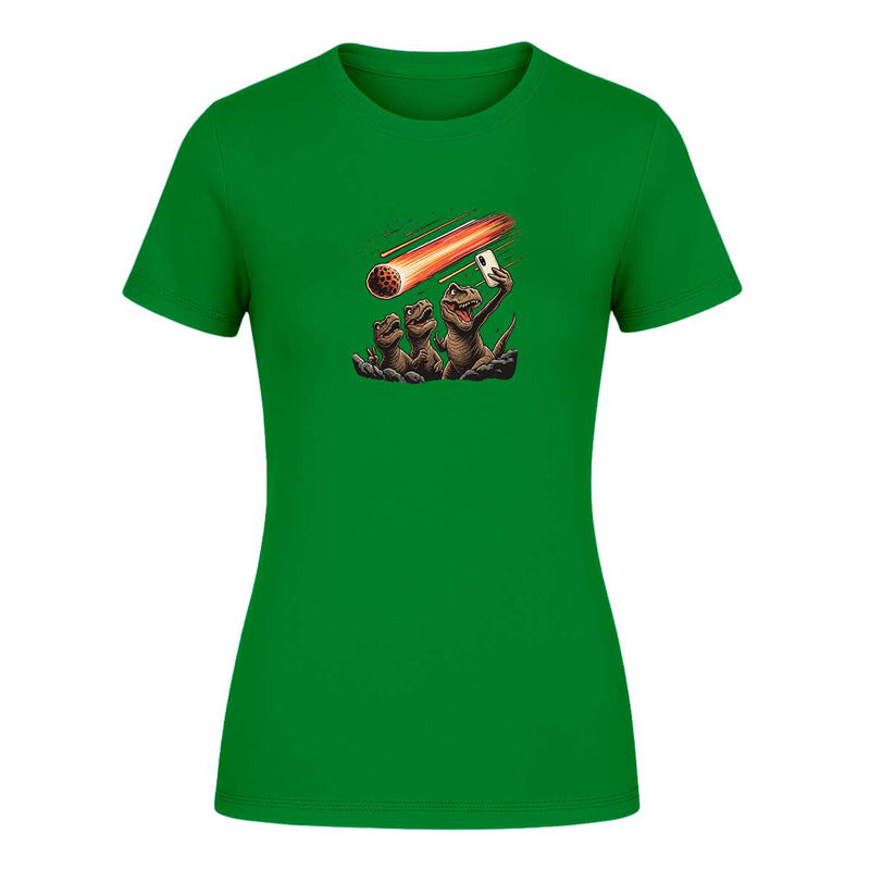 Playera "Dinosaurios Selfie Meteorito" Humor - Dama