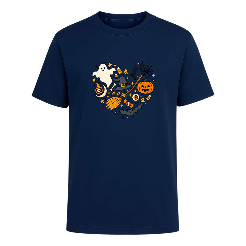 Playera Corazón Halloween Bruja Escoba Boo Regalo Unisex