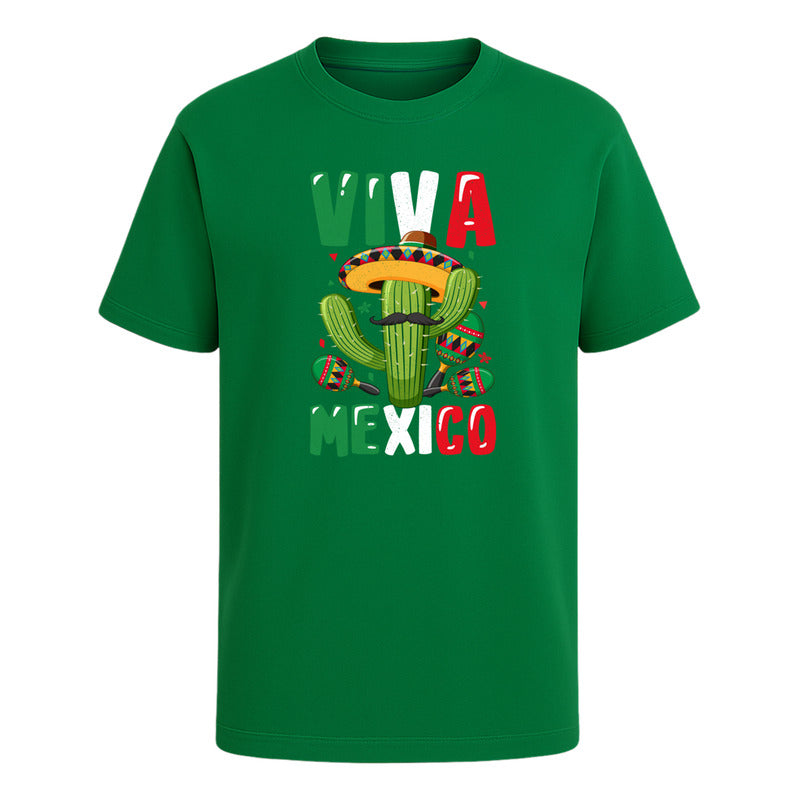 Playera Viva México Cactus Sombrero Unisex Fiestas Patrias