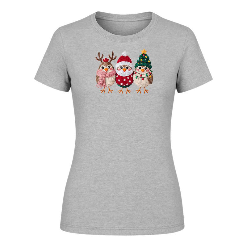 Playera Pajaritos Navideños Reno Santa Árbol Regalo De Dama