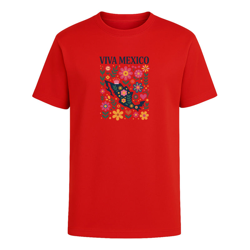 Playera "Viva México Mapa Con Flores" - Infantil
