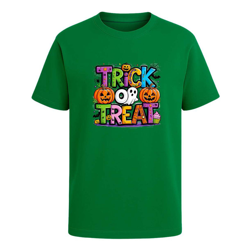 Playera Trick Or Treat Unisex Fantasma Y Calabazas Halloween