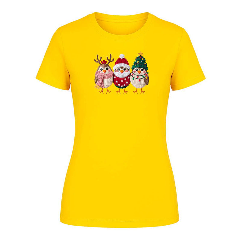 Playera Pajaritos Navideños Reno Santa Árbol Regalo De Dama