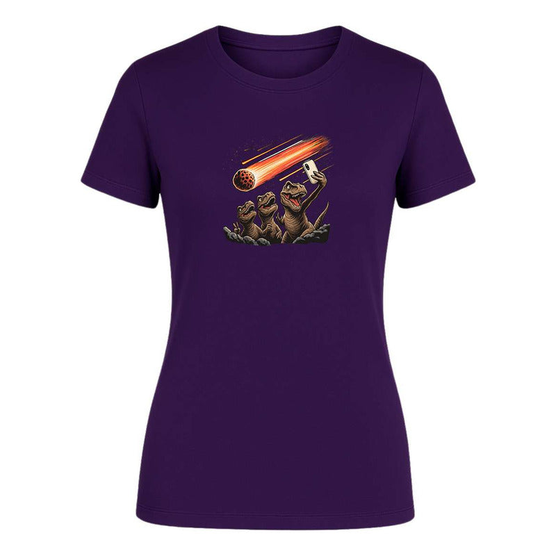 Playera "Dinosaurios Selfie Meteorito" Humor - Dama