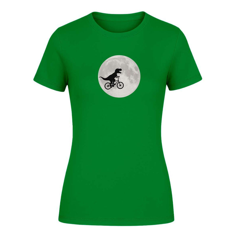Playera "Dinosaurio en Bici" Frente a la Luna - Dama