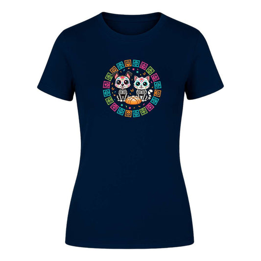 Playera "Gato y Perro Calavera" Día de Muertos - Dama