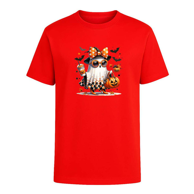 Playera Fantasma Cute Con Gafas Café Halloween Unisex